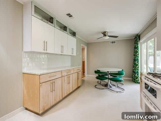 Detail of recycled glass countertops in the kitchen