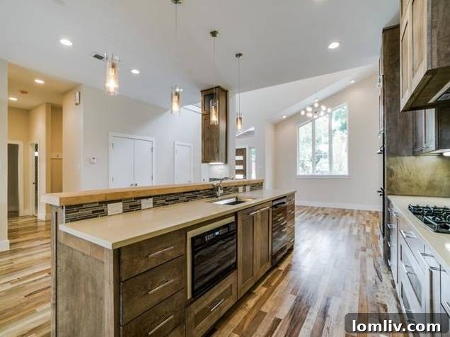 Modern Kitchen Design with Warm Wood Cabinets
