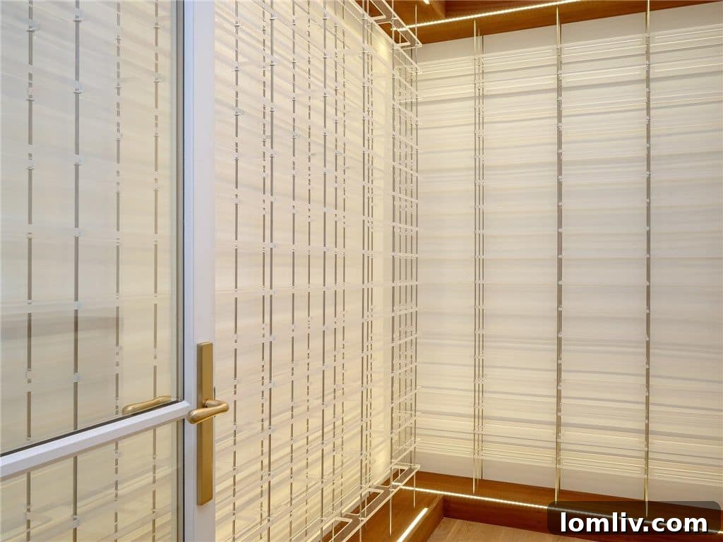 Custom Designed Wine Room with Metal, Wood, and Lucite Elements