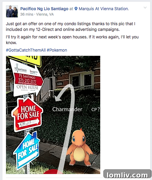 Charmander found inside a condo for sale, a playful marketing tactic.