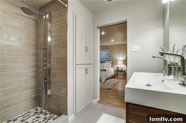 Luxurious master bathroom with large walk-in shower