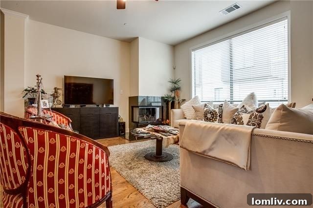 Contemporary living room with hardwood floors