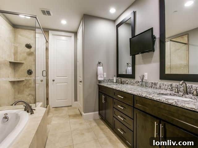 Luxurious master bathroom with soaking tub and walk-in shower