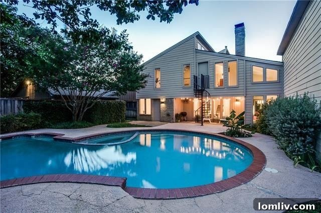 Backyard swimming pool and patio area