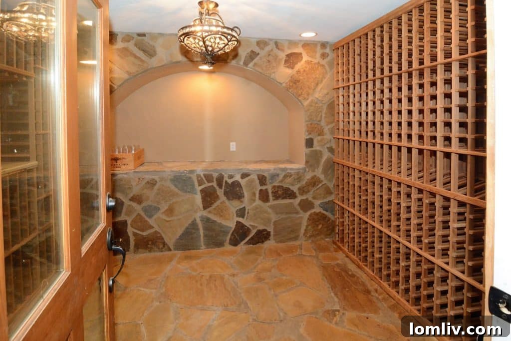 Interior view of the custom wine cellar, meticulously organized for 480 bottles