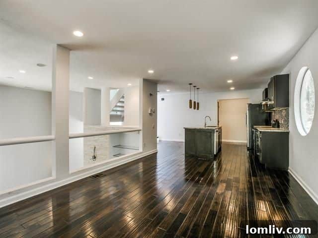 Another angle of the contemporary kitchen and dining area