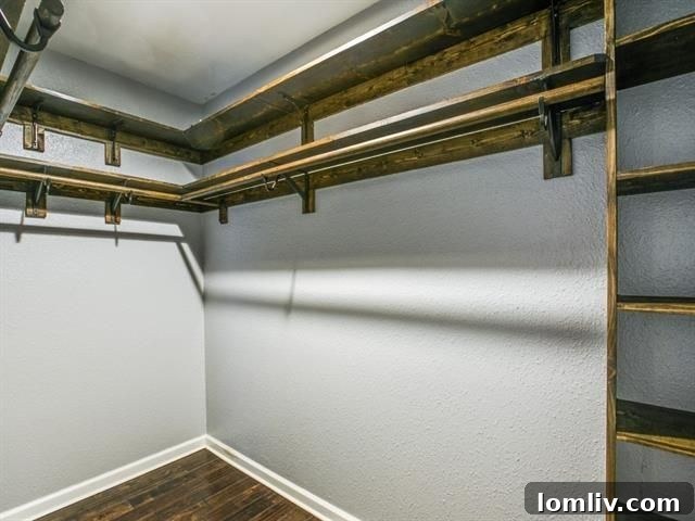 Spacious walk-in closet in the ground-level master bedroom