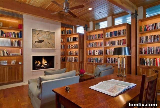 North Dallas Peak: Bionic Alpine Estate Merges Colorado Serenity with an Expansive Wardrobe 13 Forest Creek Place - Study with Extensive Bookshelves