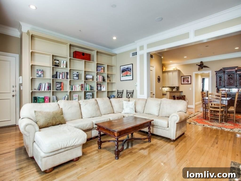 Uptown Condo Living Room with Hardwood Floors