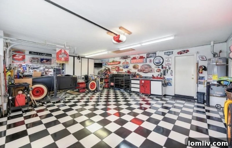 California's Parrothead Paradise: Your Margaritaville Escape 14 Spacious garage interior, potentially serving as a themed recreation room or dedicated hobby space in Folsom, CA.