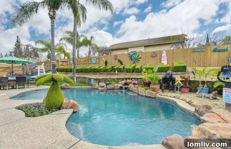 California's Parrothead Paradise: Your Margaritaville Escape 9 Tropical backyard paradise with vibrant colors and themed decor, a true Parrothead's delight in Folsom.