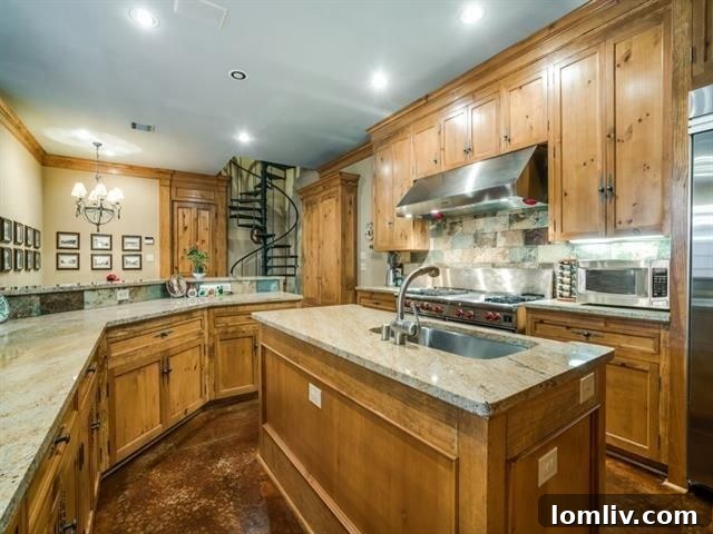Spacious kitchen island with ample prep space and stylish bar seating