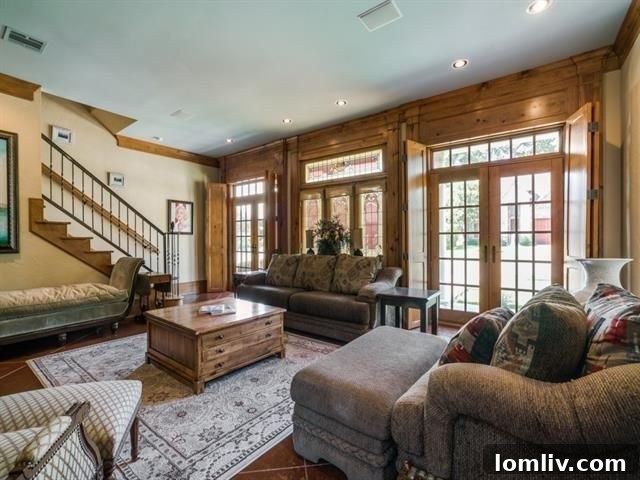 Spacious living room with rustic charm, wide-plank hardwoods, and large windows in 5726 Vickery Blvd