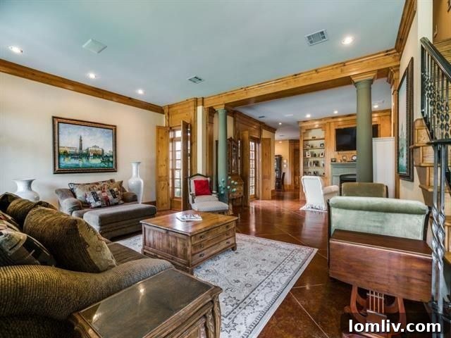 Another view of the elegant living area with natural light and refined furnishings in Steve Holy's former Dallas home