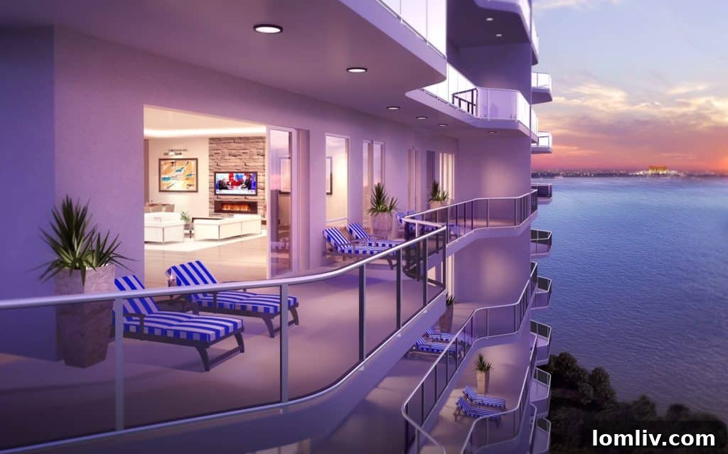 Modern gourmet kitchen in a Lakeside Tower condo featuring high-end appliances
