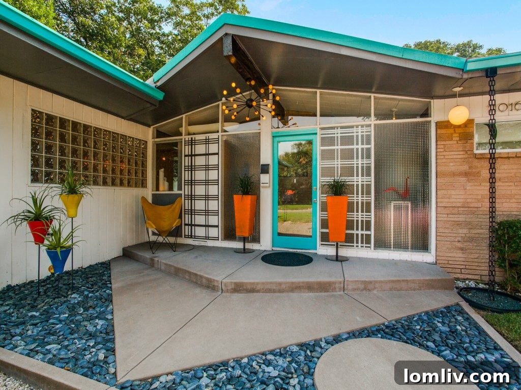 Detailed shot of the front entrance and distinctive brickwork at 11016 Pinocchio Dr, Dallas