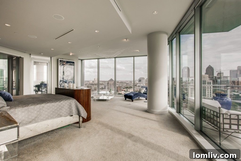 Nancy Guerriero's Sky-High Azure Oasis Captured by Innovative Drone 11 Master Bedroom Dallas High-Rise The Azure Unit 2201