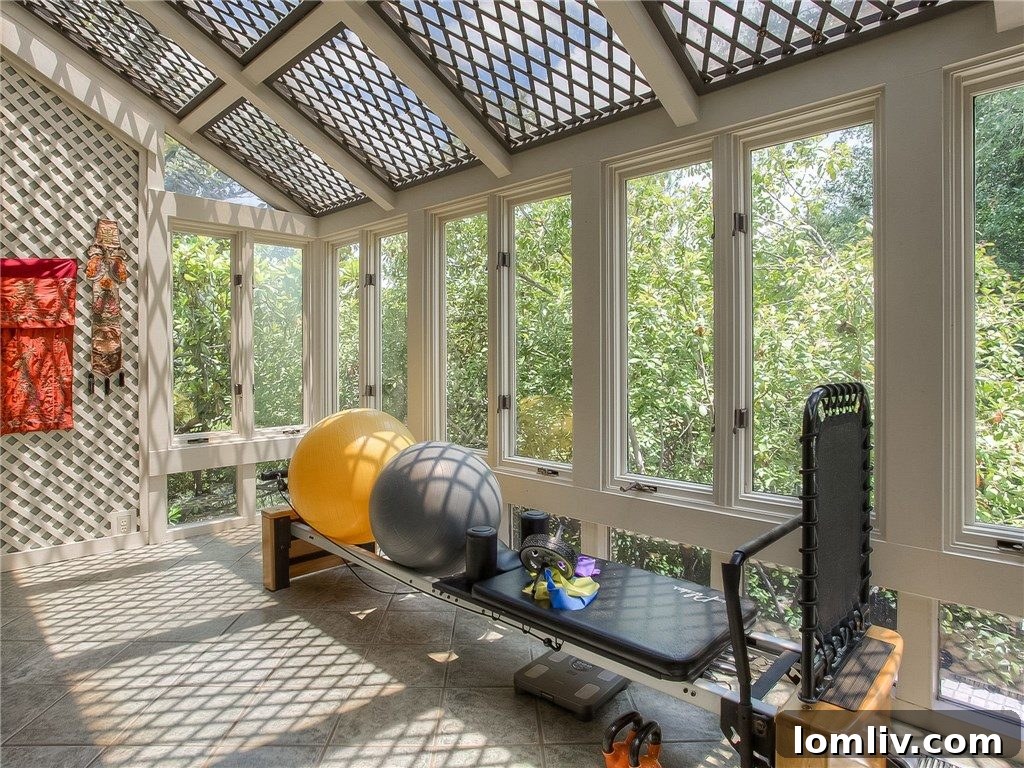 Sun Porch off Master Bedroom, currently a home gym