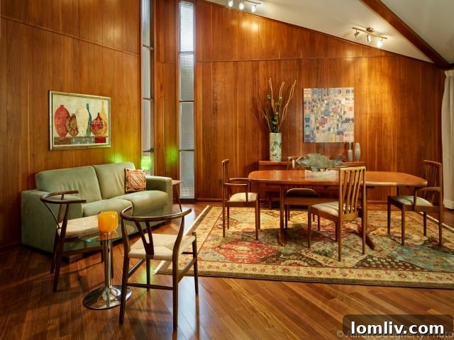 Modern Mile Dallas Home Tour, interior view of a renovated midcentury modern living space with contemporary furnishings