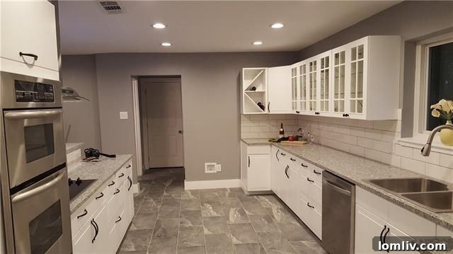 Large Walk-in Shower with Barn Door Style Glass Doors