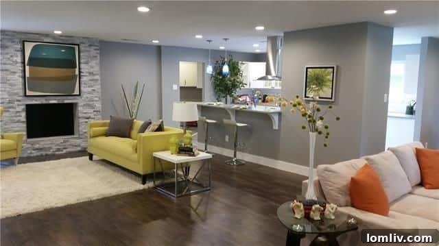 Spacious Living Room with Modern Fireplace at 5110 Ashbrook Rd