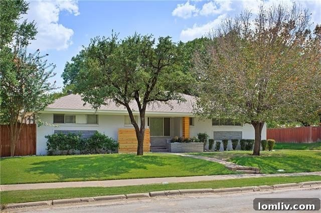 Exterior view of the renovated Dallas ranch home