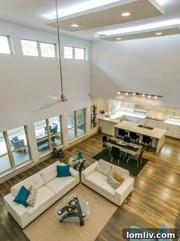 Two-Story Living Area from Upper Landing Perspective
