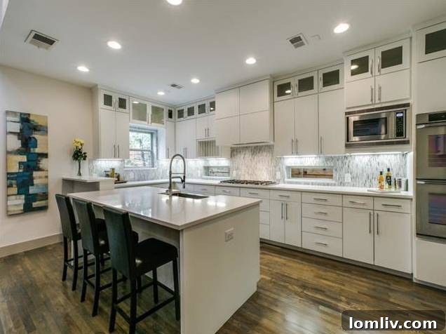 Modern Kitchen with Eat-in Island and Accent Windows