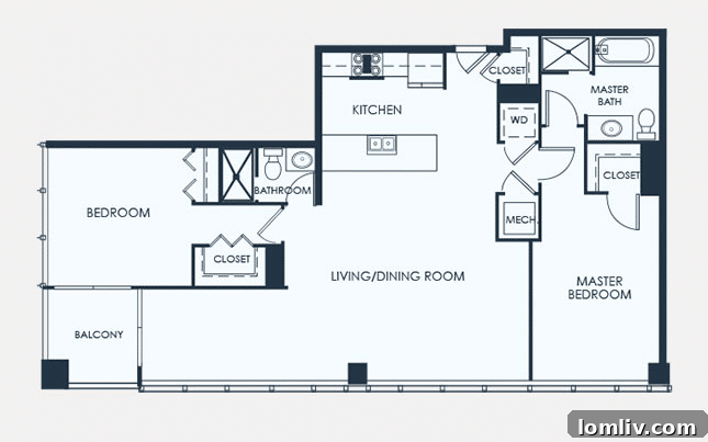 Floor plan of the desirable Plan Q at The Metropolitan Dallas