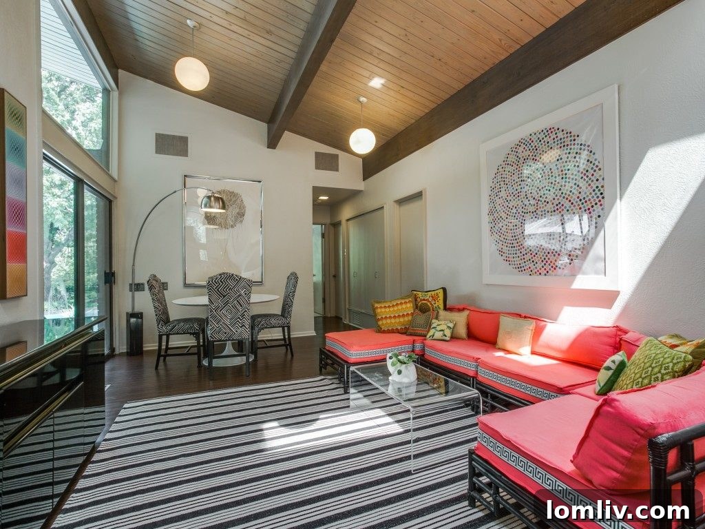 A stylish dining area, seamlessly connected to the kitchen and living spaces.