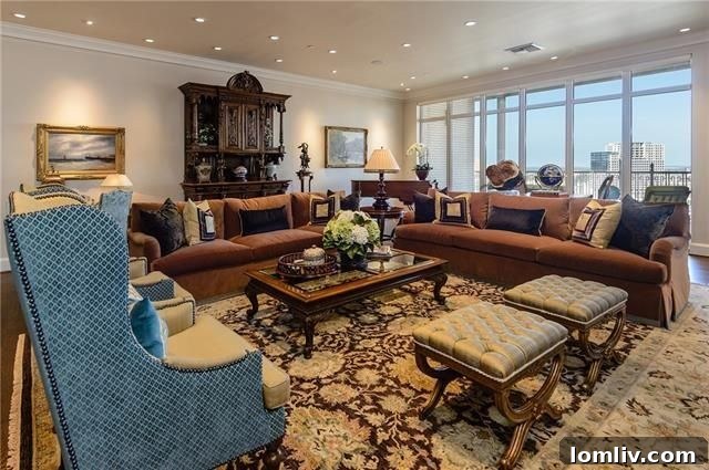 Ritz Unit 1802 Grand Living Room with Wall of Windows and City Views