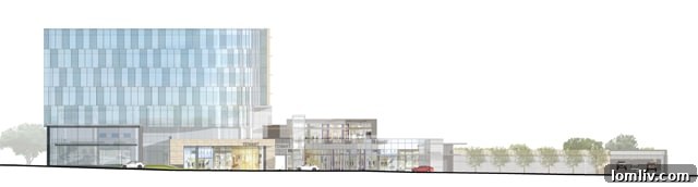Rendering of the Park Plaza development viewed from Snider Plaza looking south, showcasing step-down design.