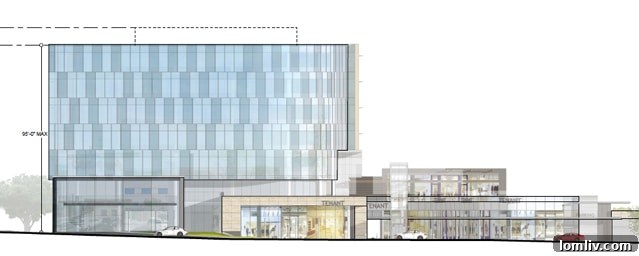 Detailed rendering of the main structure of the Park Plaza development for enhanced viewing.