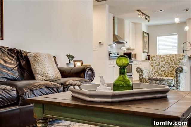 Open Concept Living Room with Decorative Fireplace, Dallas Home