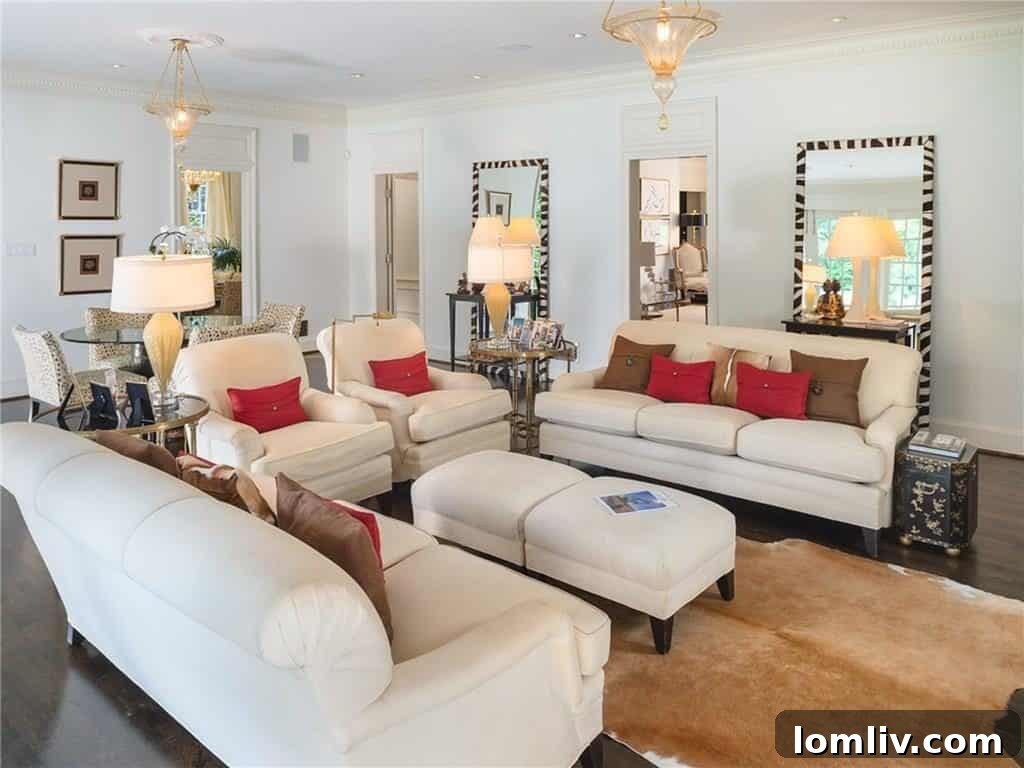 Spacious light-filled family room overlooking the private backyard