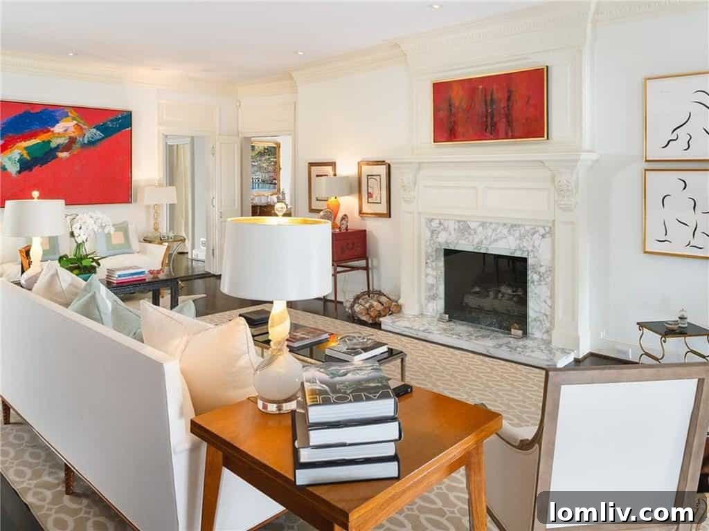Elegant dining room with high ceilings and classic architectural details