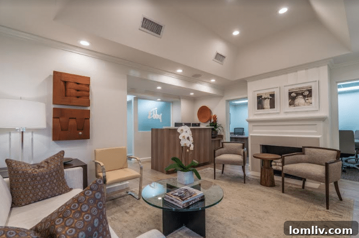 Renovated lobby of Ebby’s Little White House in Dallas