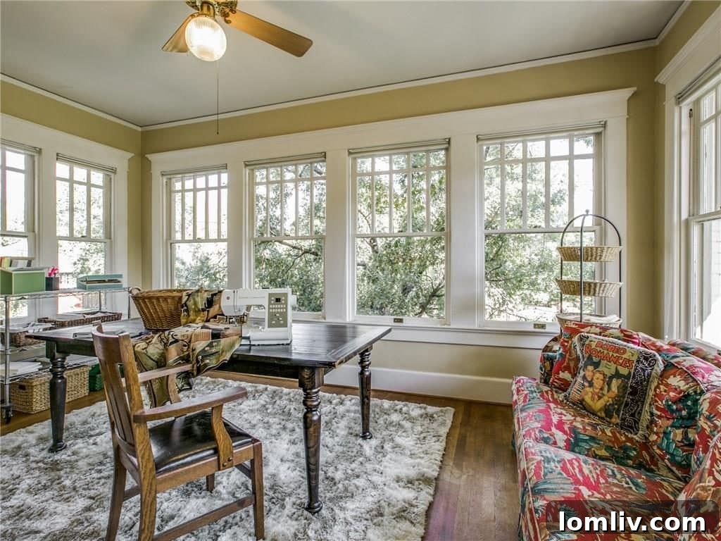 Charming sewing room or craft space, providing a dedicated area for creative pursuits or a cozy study.