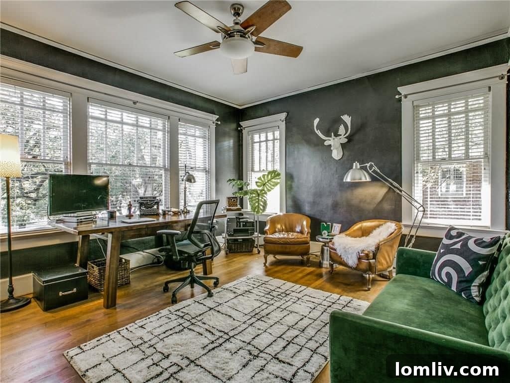 Dedicated home office, bathed in natural light, creating an inspiring environment for work or study.