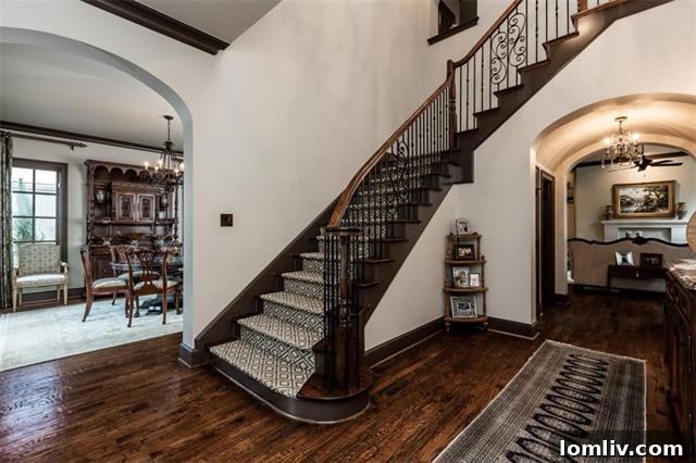 Interior view showcasing the graceful staircase and wide plank hand-scraped oak floors at 4067 West 7th Street.