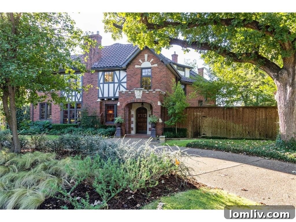 The service entrance of the historic Dines and Kraft Tudor home in Lakewood, Dallas, used as a family entrance.
