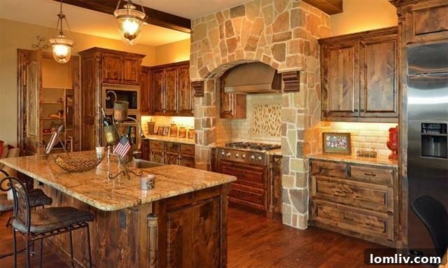 Gourmet Kitchen with stone accents, high-end appliances, and an open layout integrating with living spaces