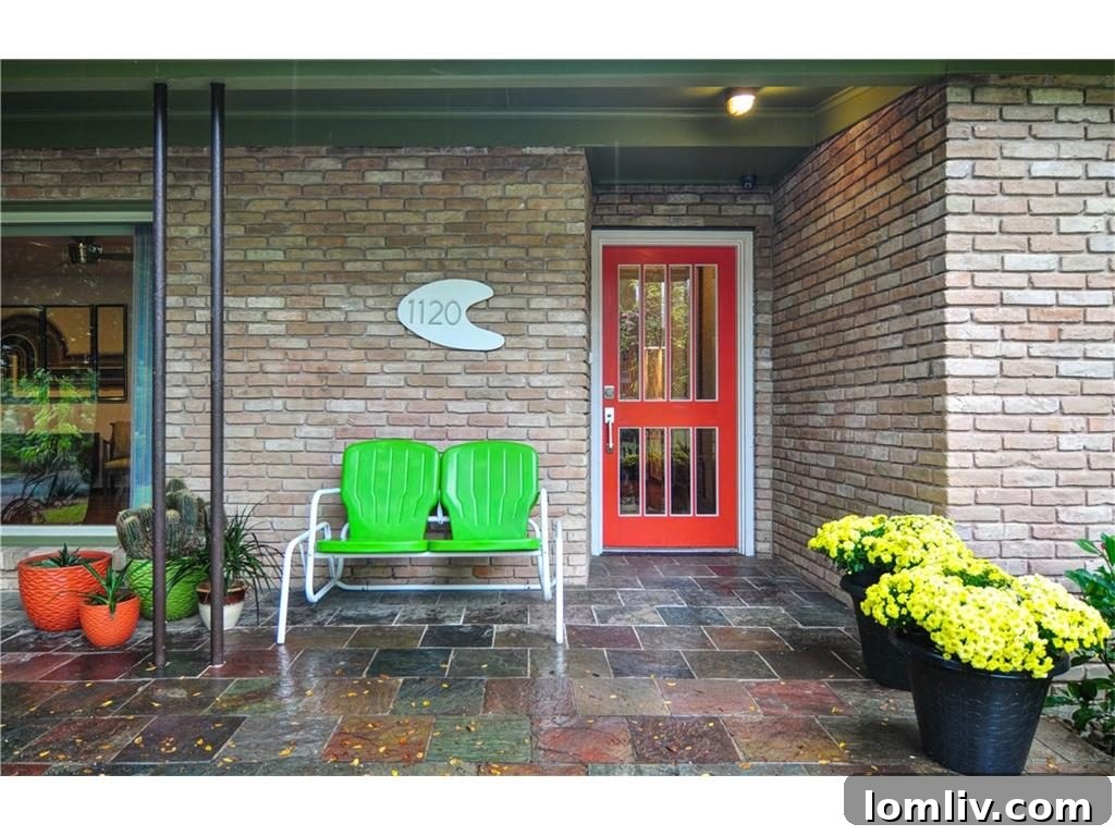 Exterior view of the meticulously restored midcentury modern home in Dallas