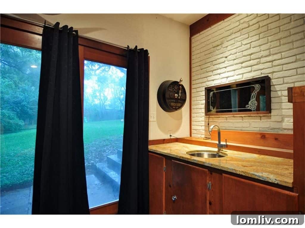 The charming exterior of the midcentury modern house, showcasing its unique architecture