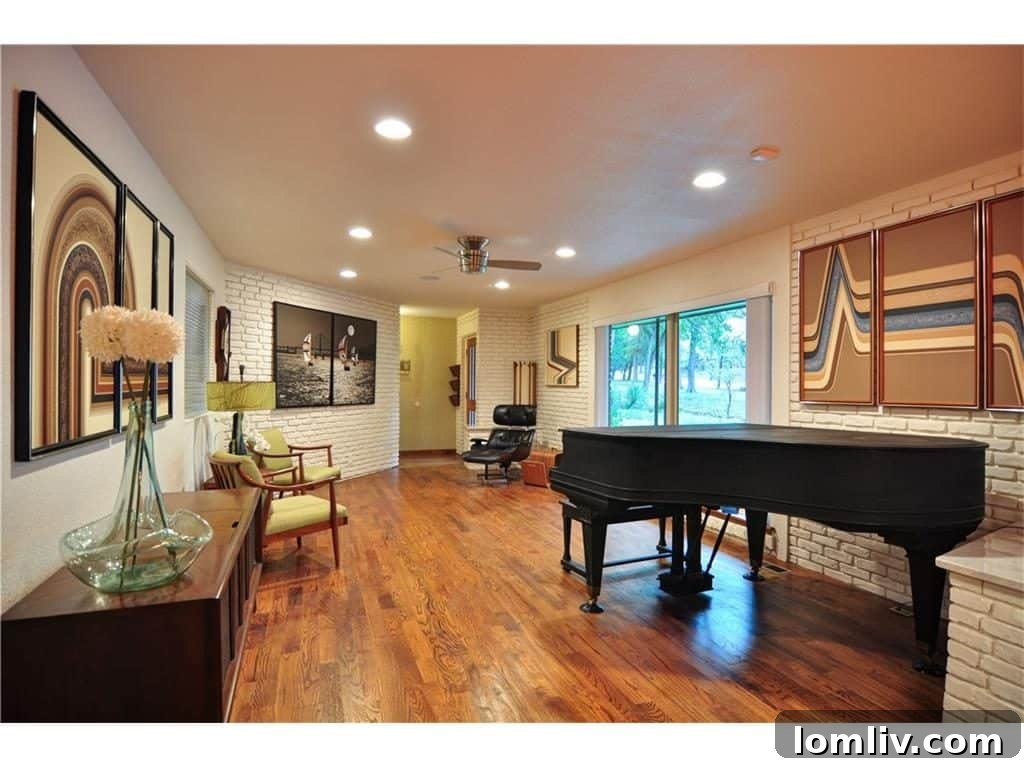 Custom oak floors with a rich walnut stain by BC Flooring Studio, reflecting midcentury elegance