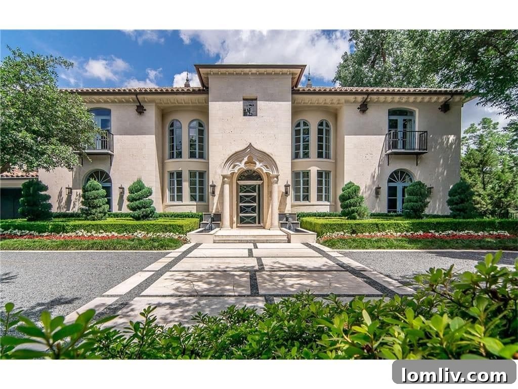 Aerial view of 3816 Turtle Creek Drive, known as Casa Bella, a Dallas luxury estate.