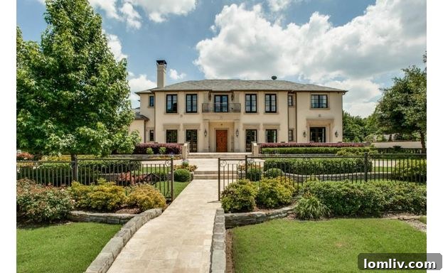 Luxurious exterior of 6626 Talmadge, a custom-built North Dallas estate.
