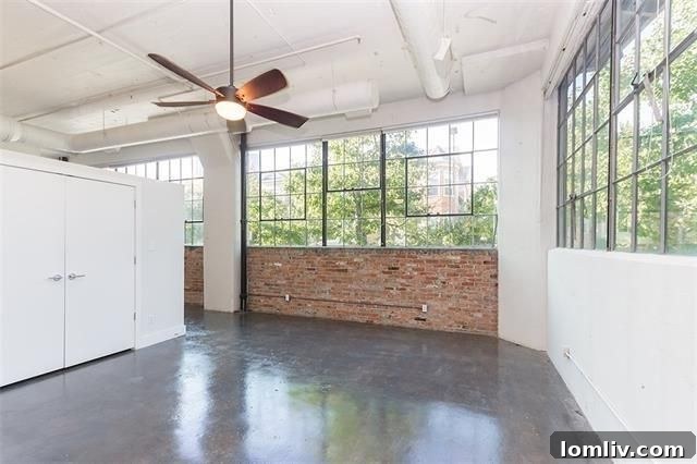 Spacious master bedroom area in 2220 Canton Street loft