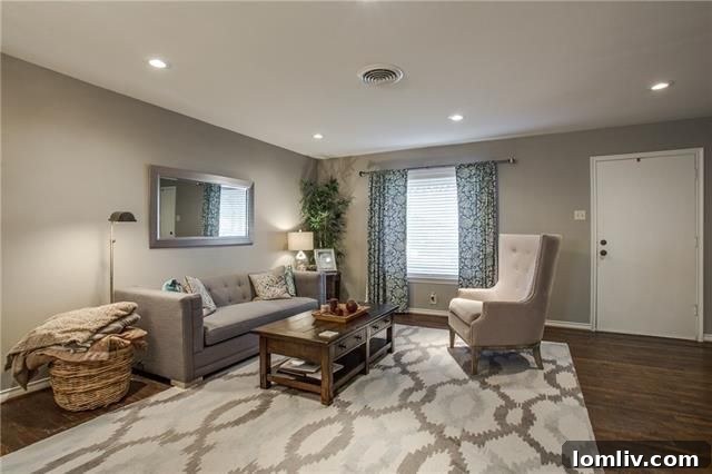 Interior view of living space with hardwood floors