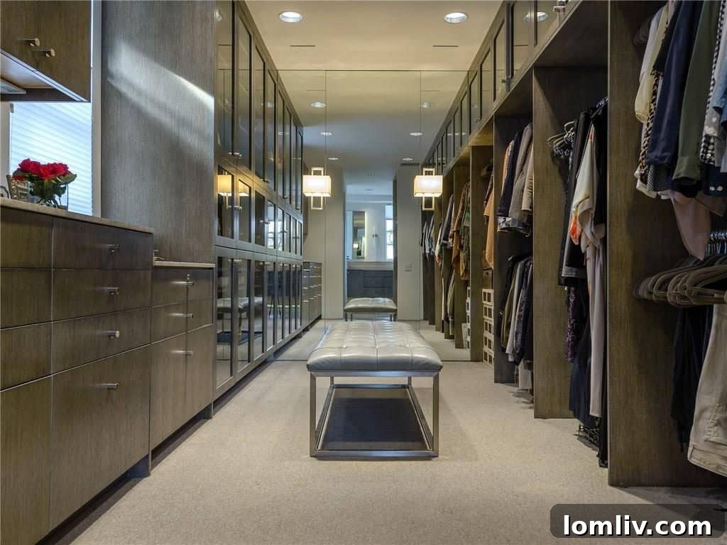 His-and-Hers Closets with Custom Built-in Cabinetry